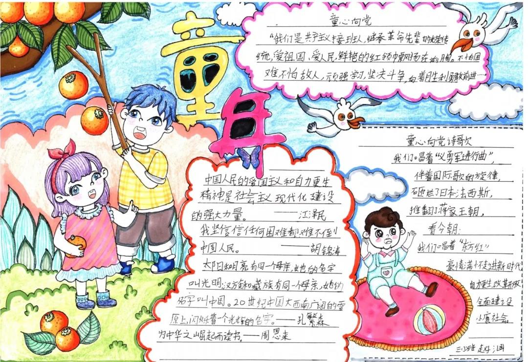 “童心向党,童年里的美好”儿童手抄报-图11