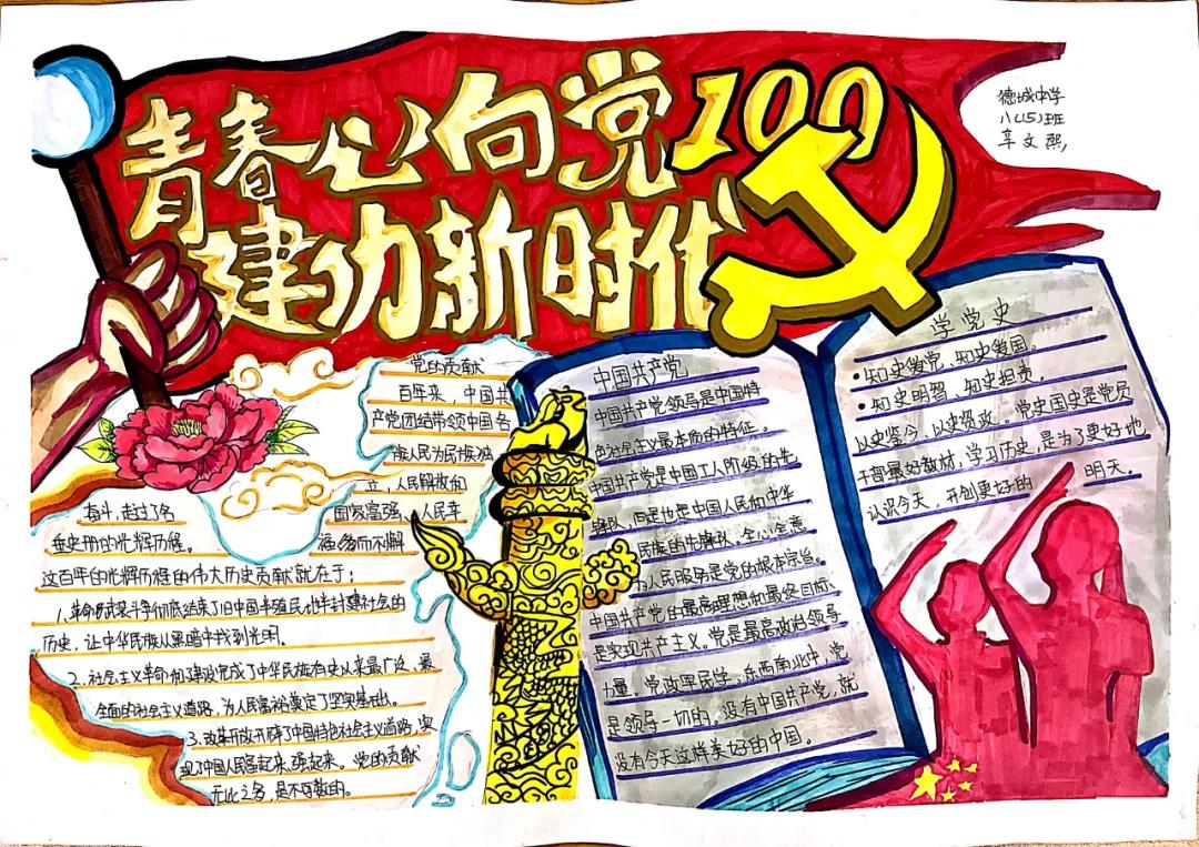 我向党旗敬个礼手抄报图片-图2