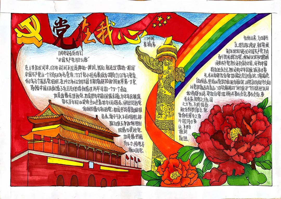 我向党旗敬个礼手抄报图片-图3