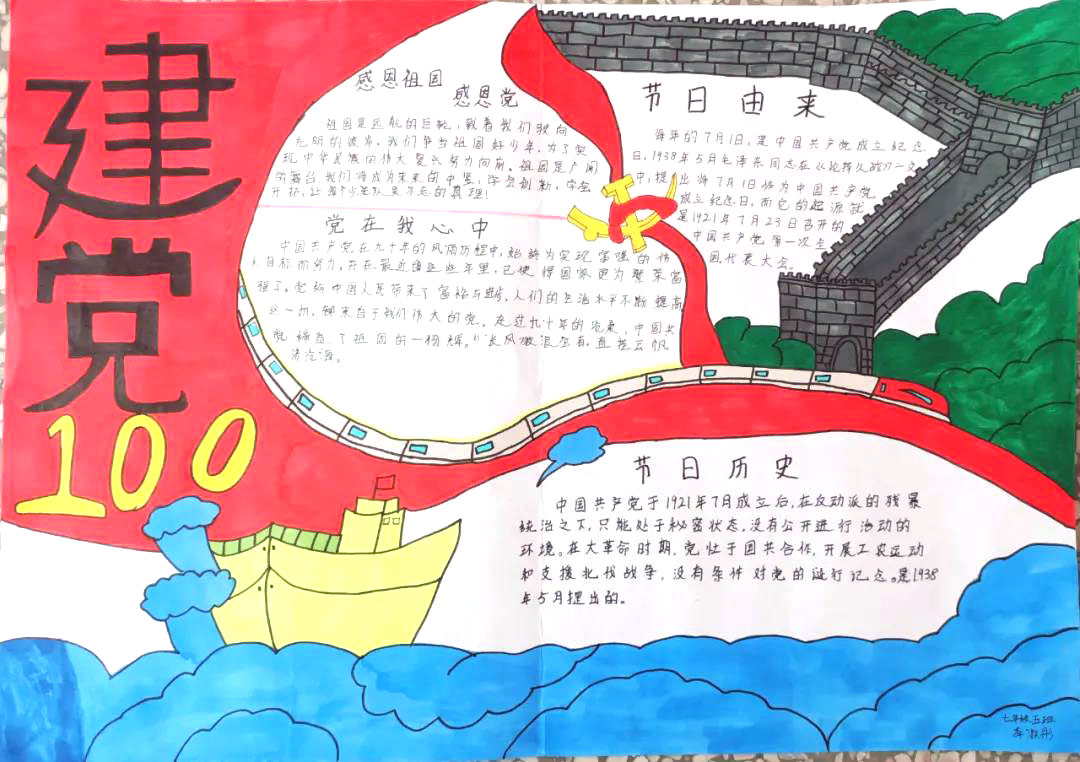 关于庆祝建党100周年的手抄报图片-图2