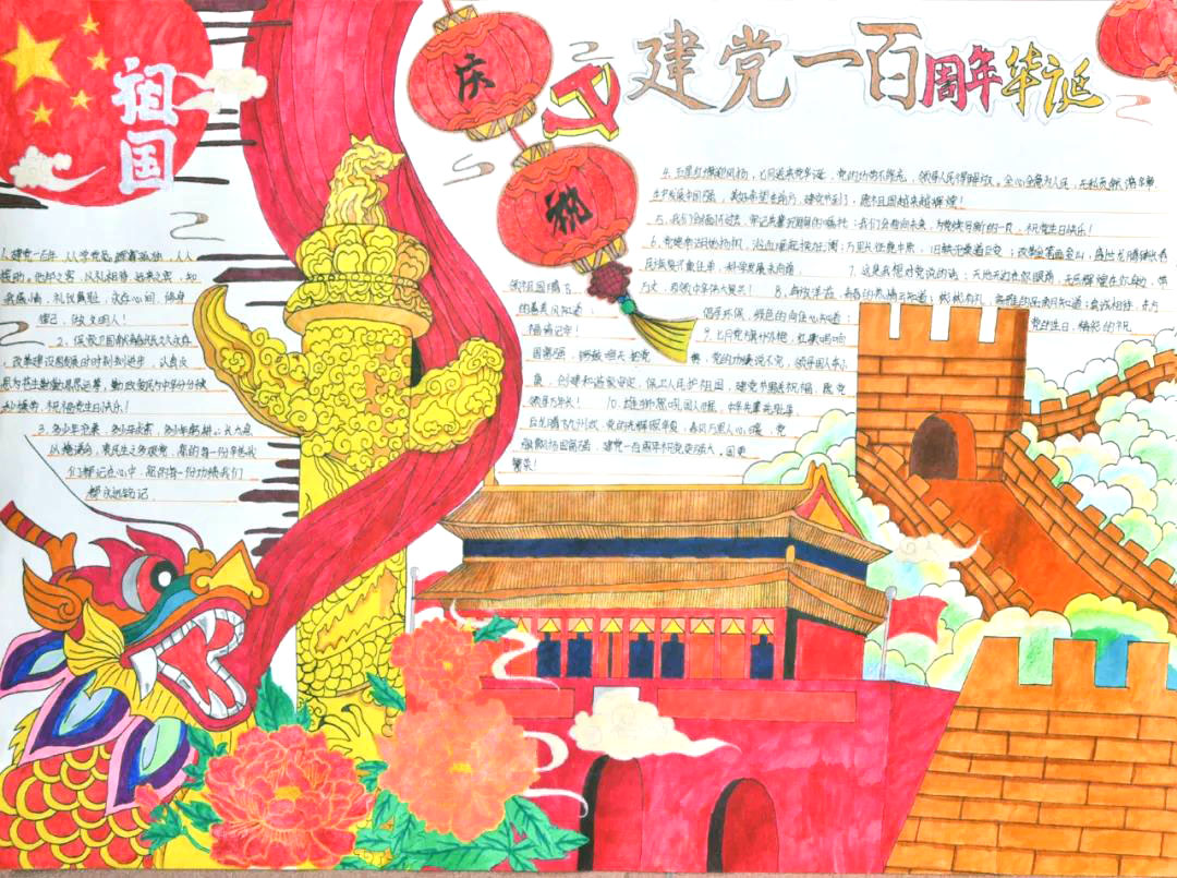 “百年大党，普天同庆”主题手抄报-图7
