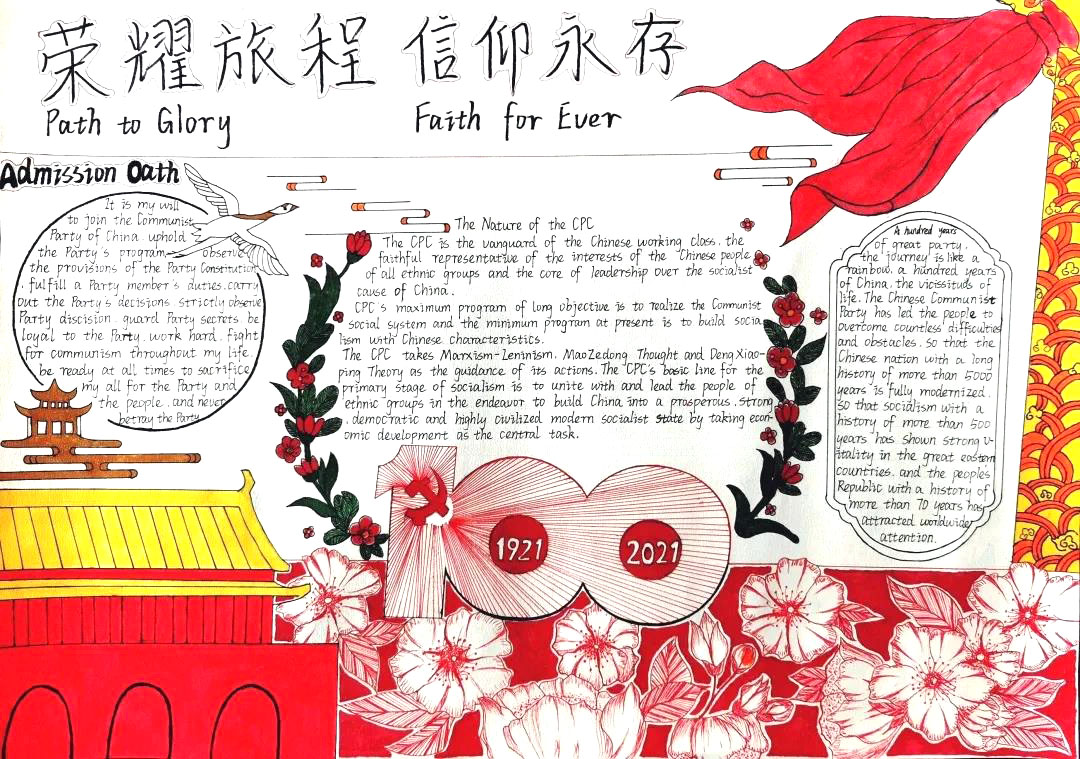 "庆百年，颂党恩，跟党走"英语手抄报-图2