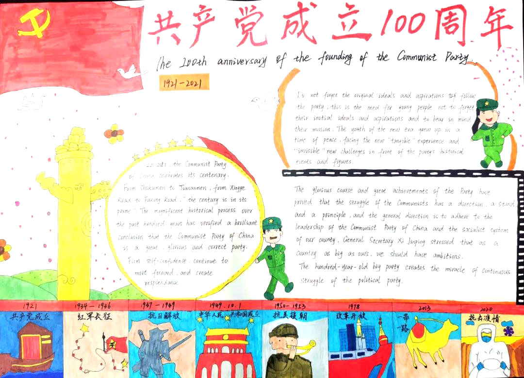 "庆百年，颂党恩，跟党走"英语手抄报-图10
