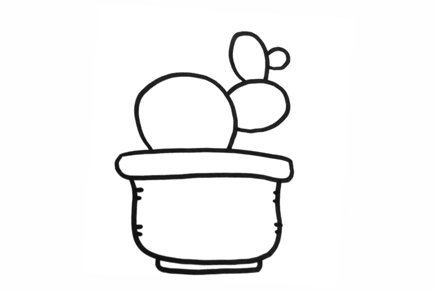 步骤5：接着画仙人掌，仙人掌长得错落有致。