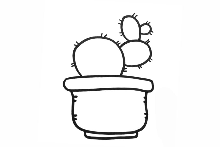 步骤6：开始画仙人掌的小刺。