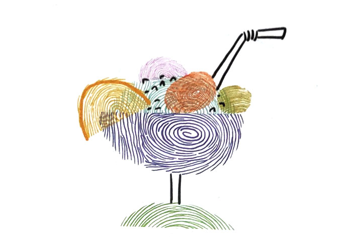 如何用手指印画冰激凌