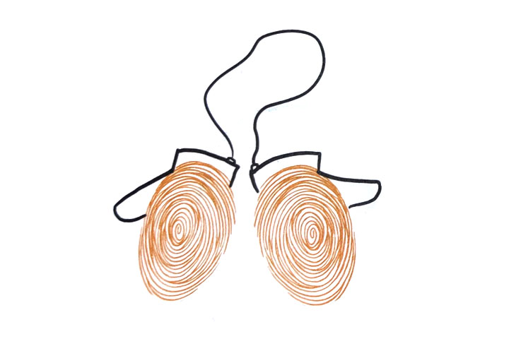 步骤3：画收口和连着手套的带子。