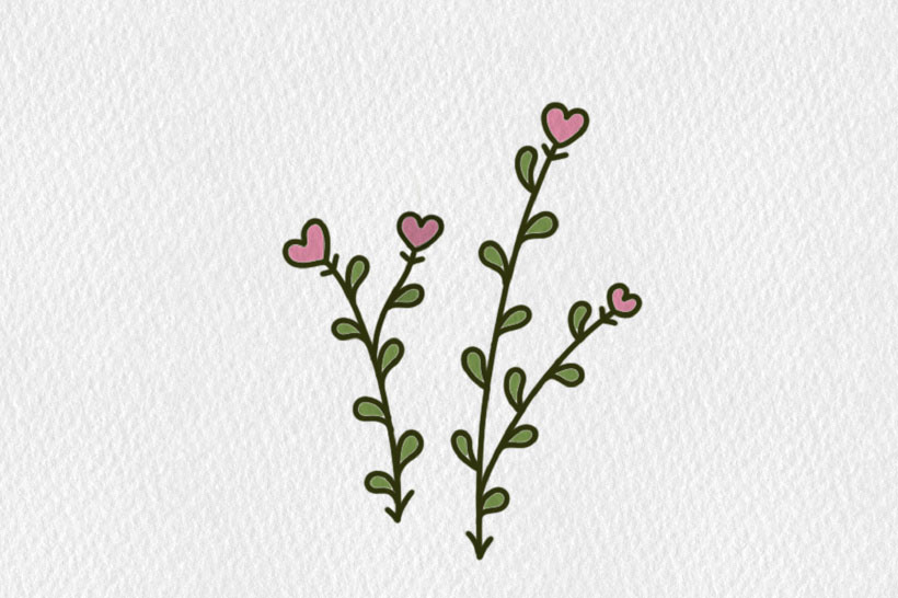 小清新彩色花朵简笔画-图3