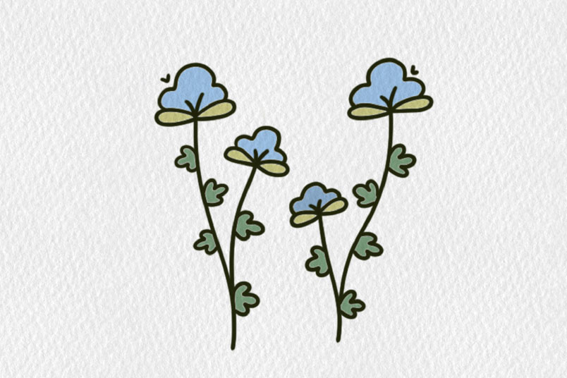 小清新彩色花朵简笔画-图6