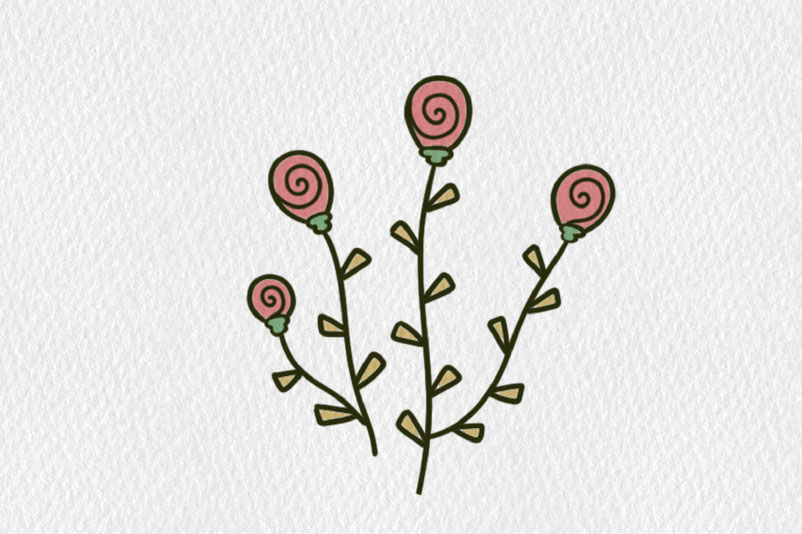 小清新彩色花朵简笔画-图7