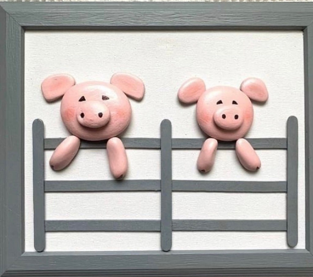 亲子手工 创意石头画作品-图2