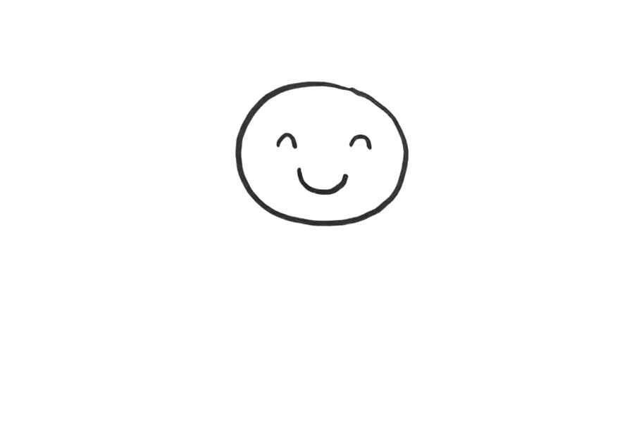 步骤2：在圆里画出卡通向日葵的表情