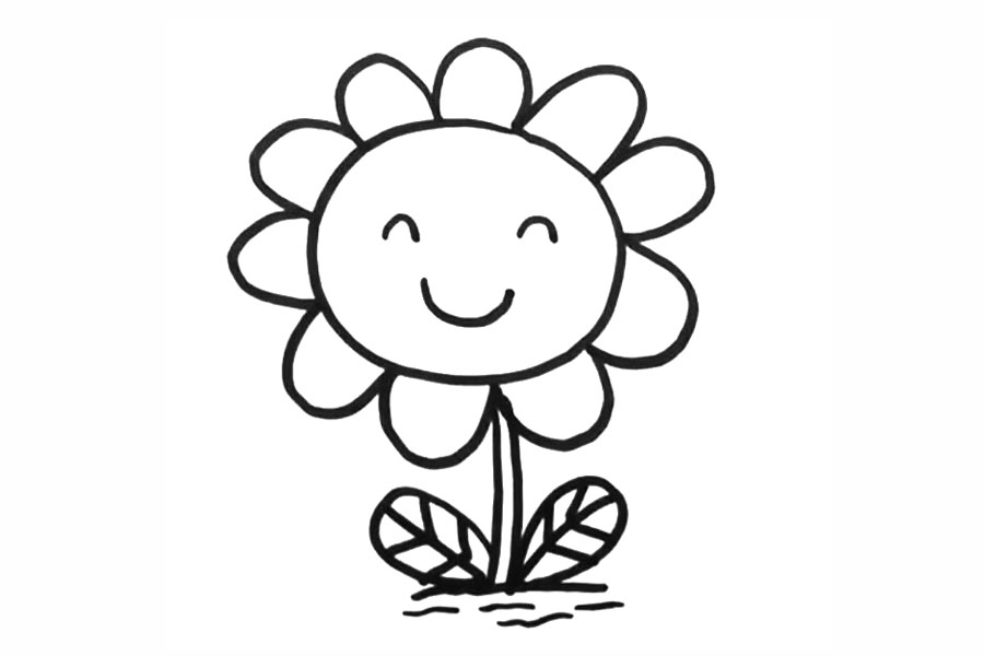 步骤5：给向日葵画出叶子。