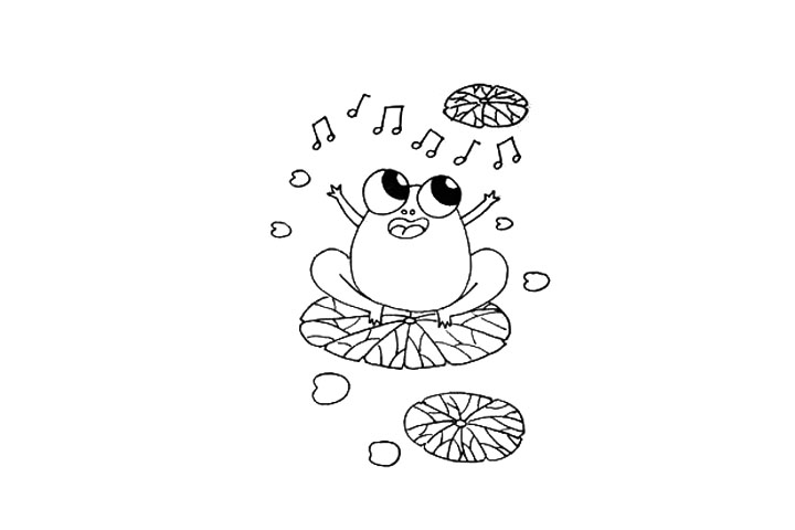 小青蛙唱歌儿童画教程-图6