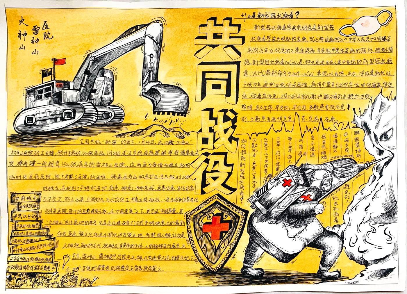 全民抗疫人人有责手抄报-图1