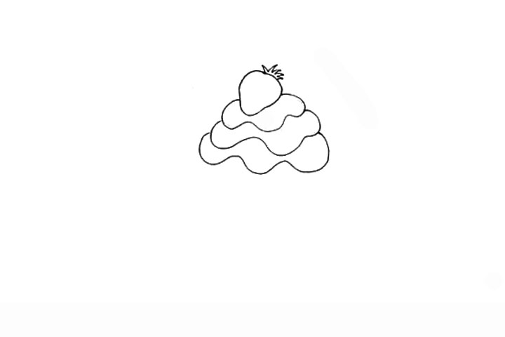 爱心草莓蛋糕儿童画教程-图2