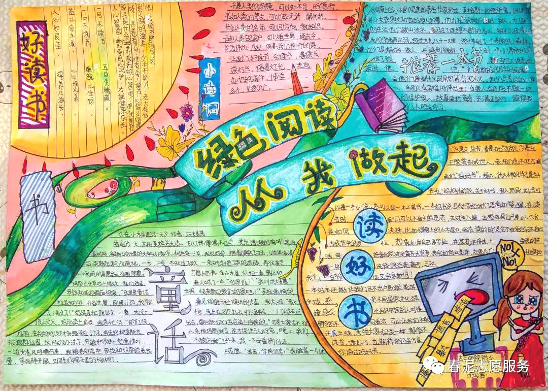 绿色阅读健康阅读手抄报图片-图3