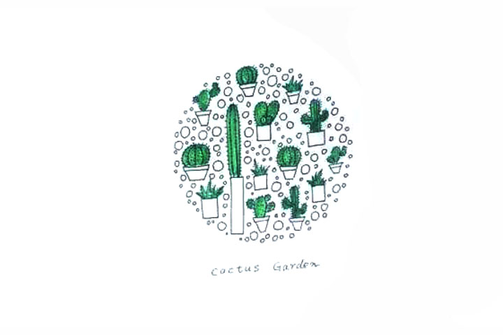 仙人掌花园儿童画教程-图6