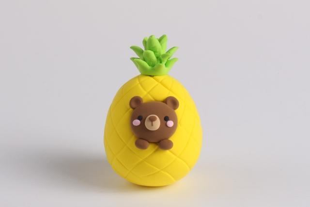 小熊菠萝粘土手工教程