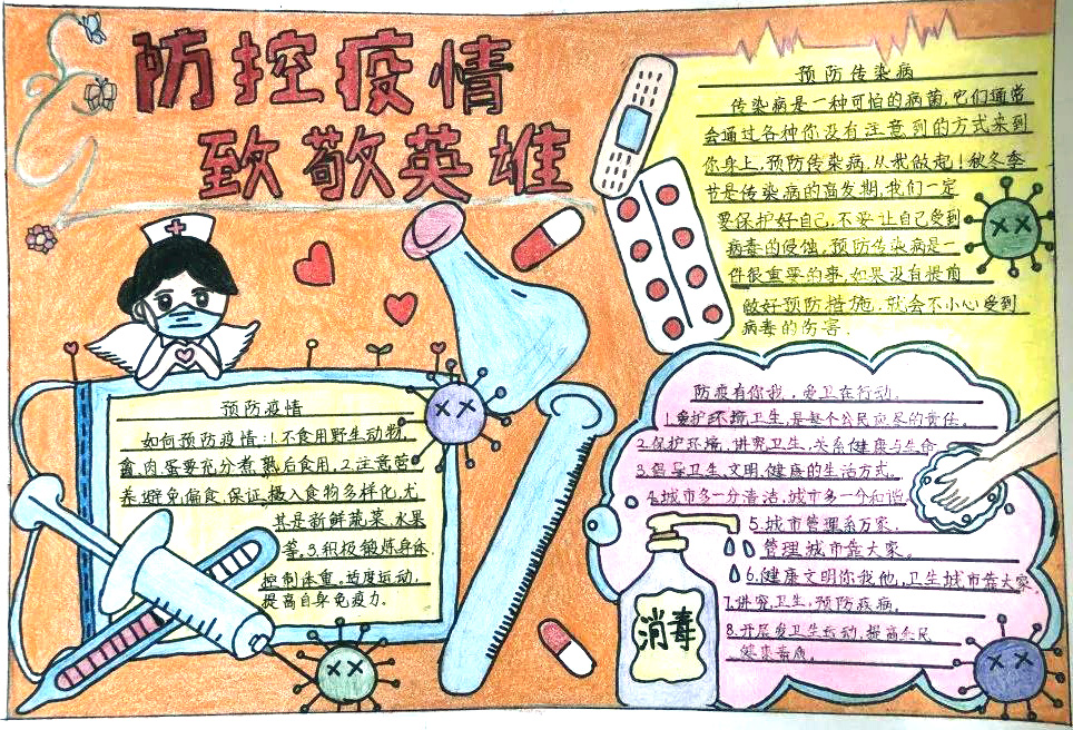 众志成城抗击病毒的手抄报图片-图4