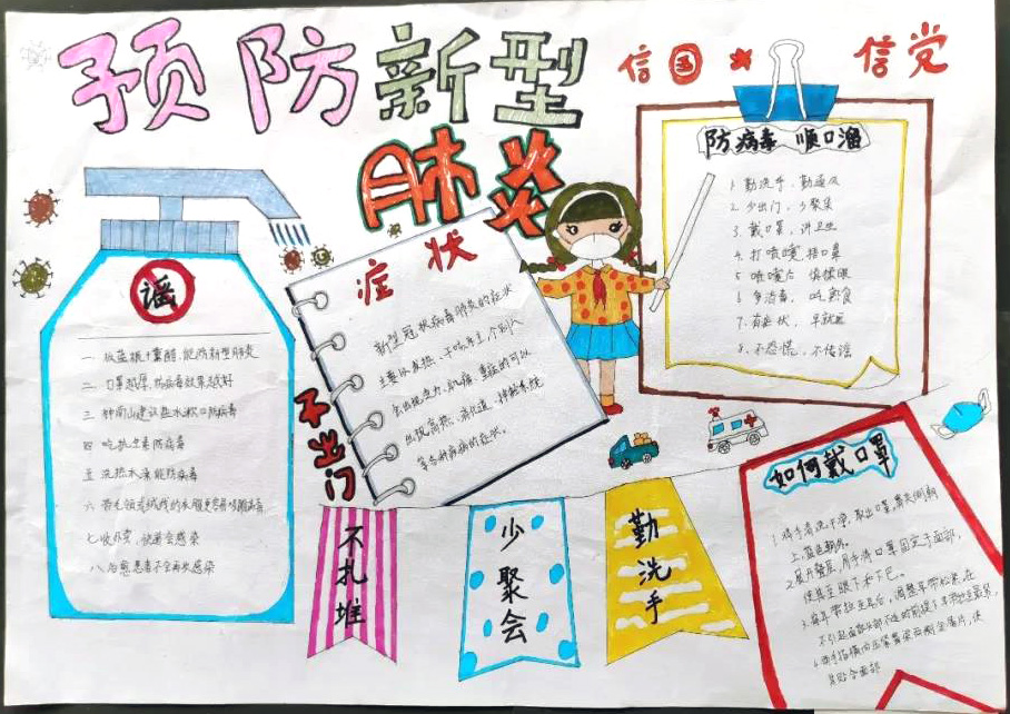 众志成城抗击病毒的手抄报图片-图8