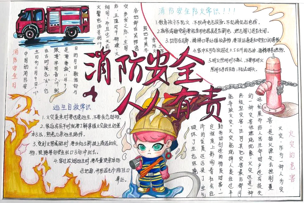 119消防安全日手抄报图片-图5