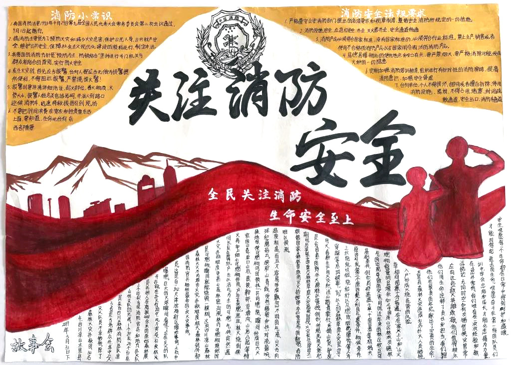 简单漂亮的消防安全手抄报教程-图1