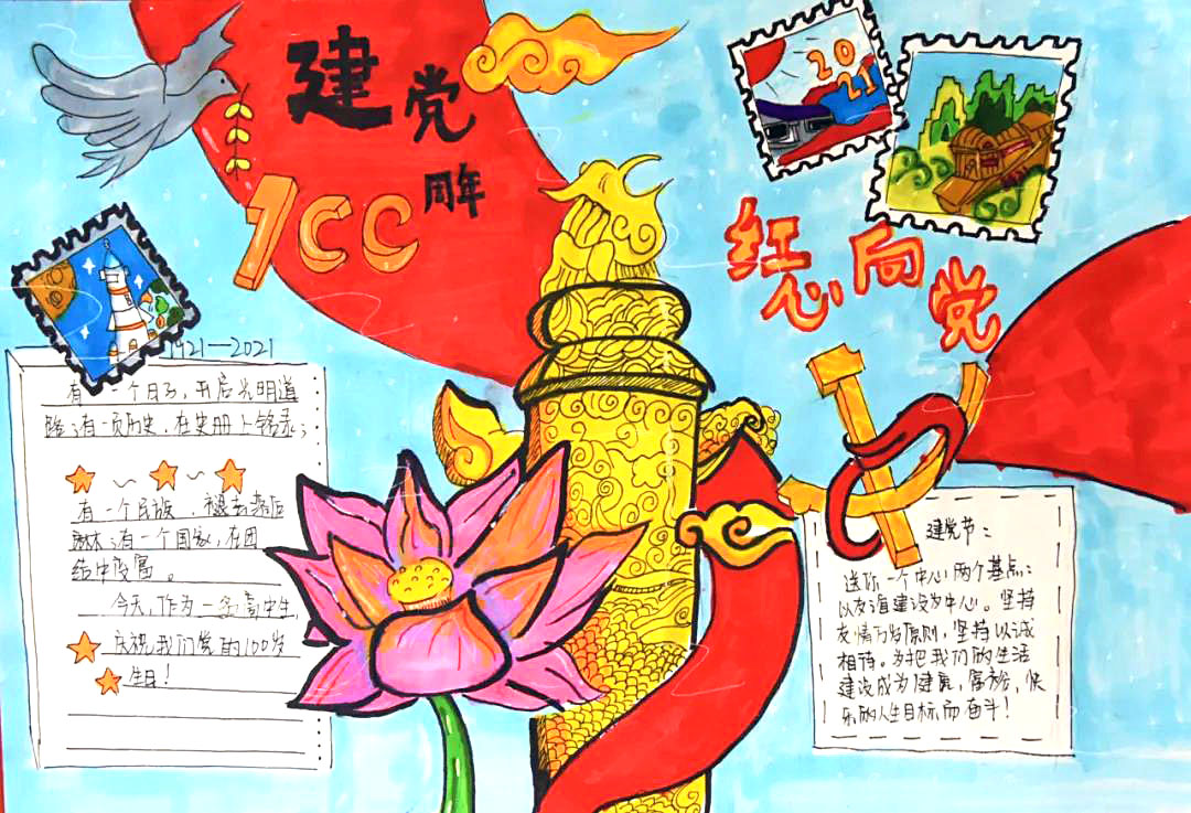 红心向党迎百年手抄报图片-图12
