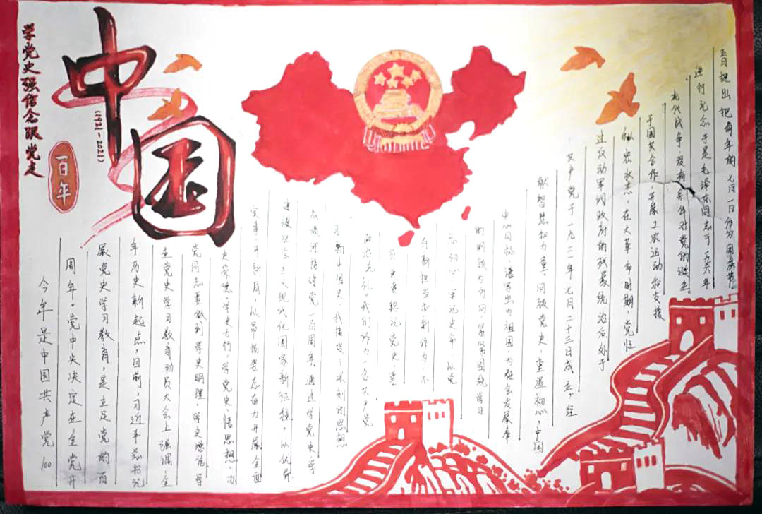 学党史跟党走手抄报图片-图1