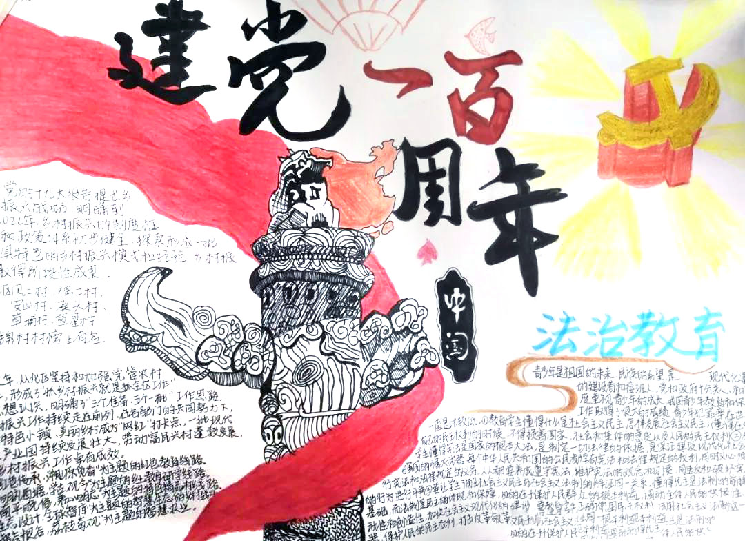 “礼赞一百年，奋进新时代”主题手抄报-图8