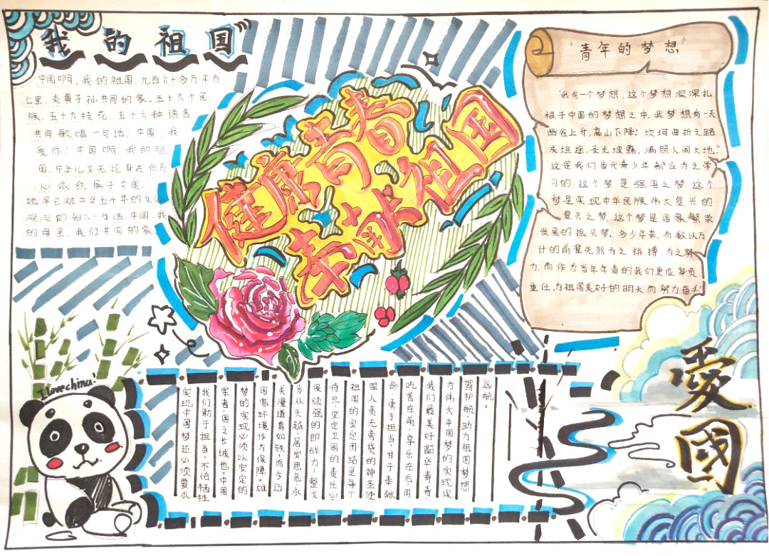 “健康青春，奉献祖国”主题手抄报-图1