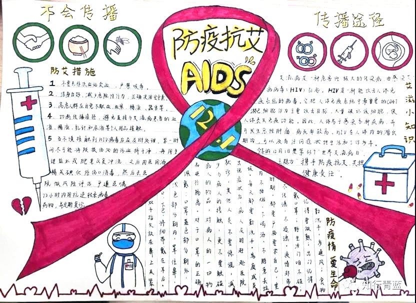 防艾抗疫主题手抄报图片-图6