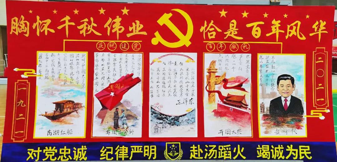 5张漂亮的建党百年板报设计图-图1