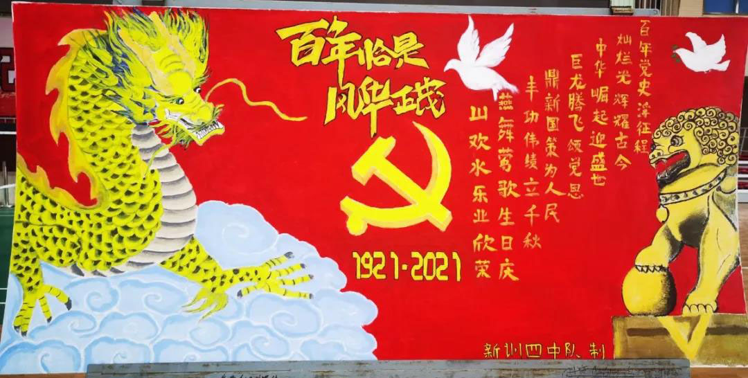 5张漂亮的建党百年板报设计图-图2