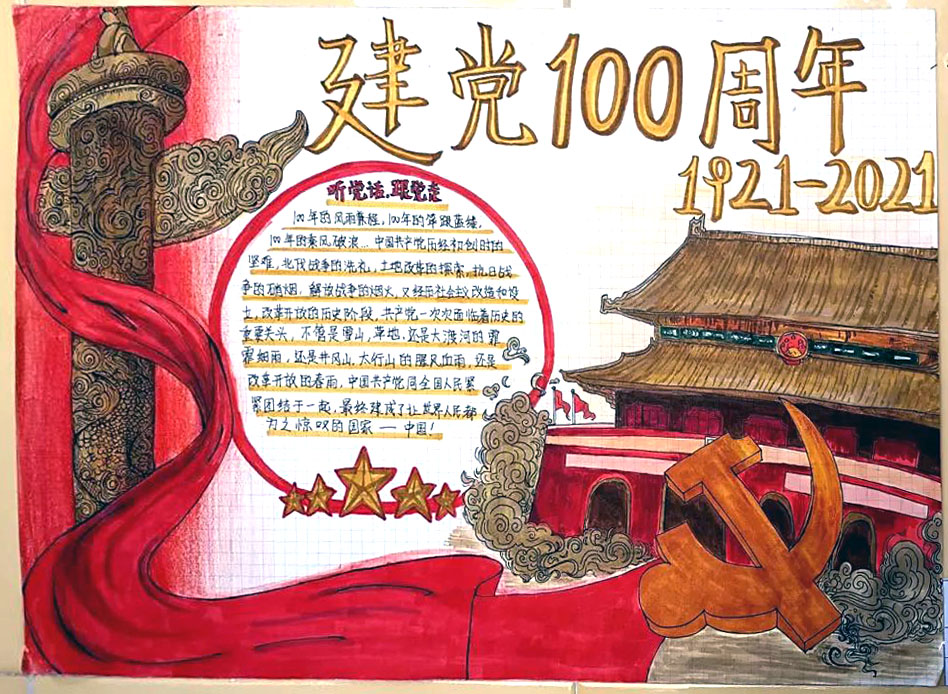 纪念建党一百周年的手抄报一等奖-图2