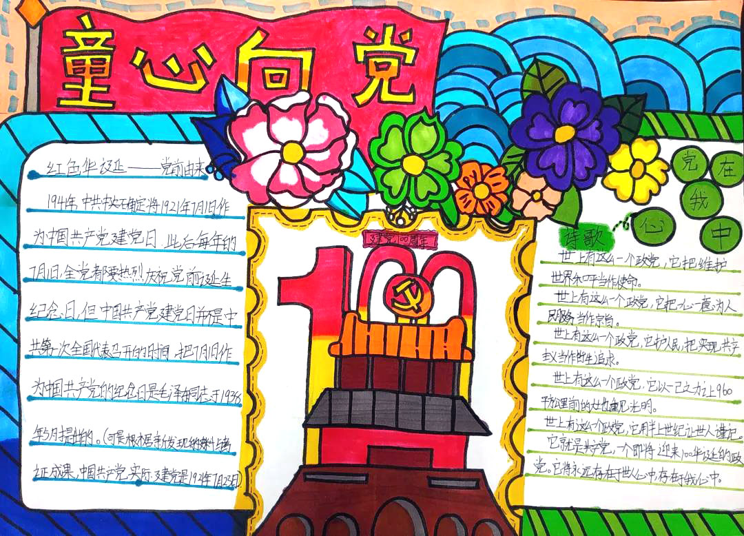 童心向党快乐成长手抄报图片-图1