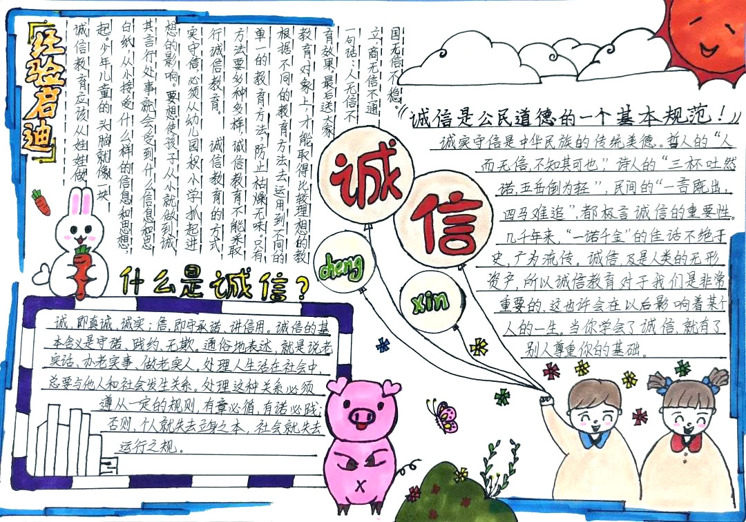 “感恩于心，诚信于行”主题手抄报-图3