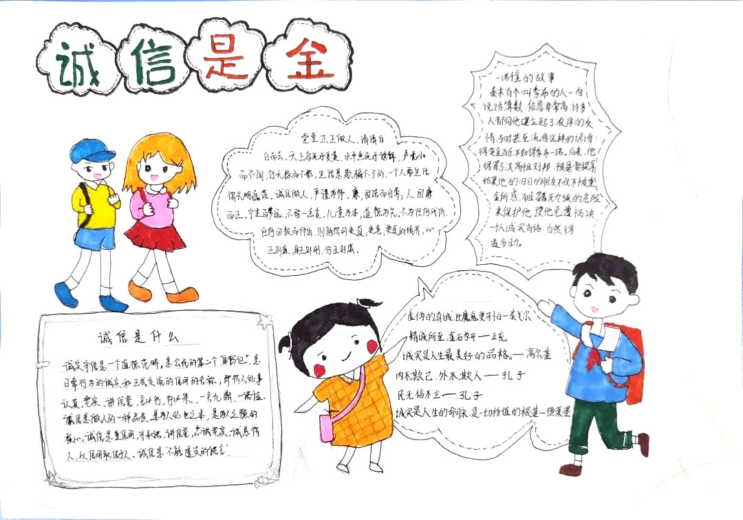 “感恩于心，诚信于行”主题手抄报-图4