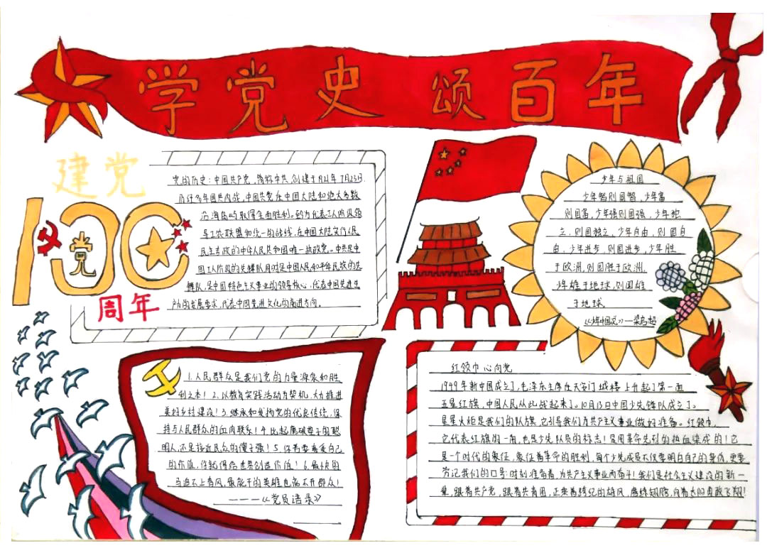 “学党史 颂百年”主题手抄报图片-图6