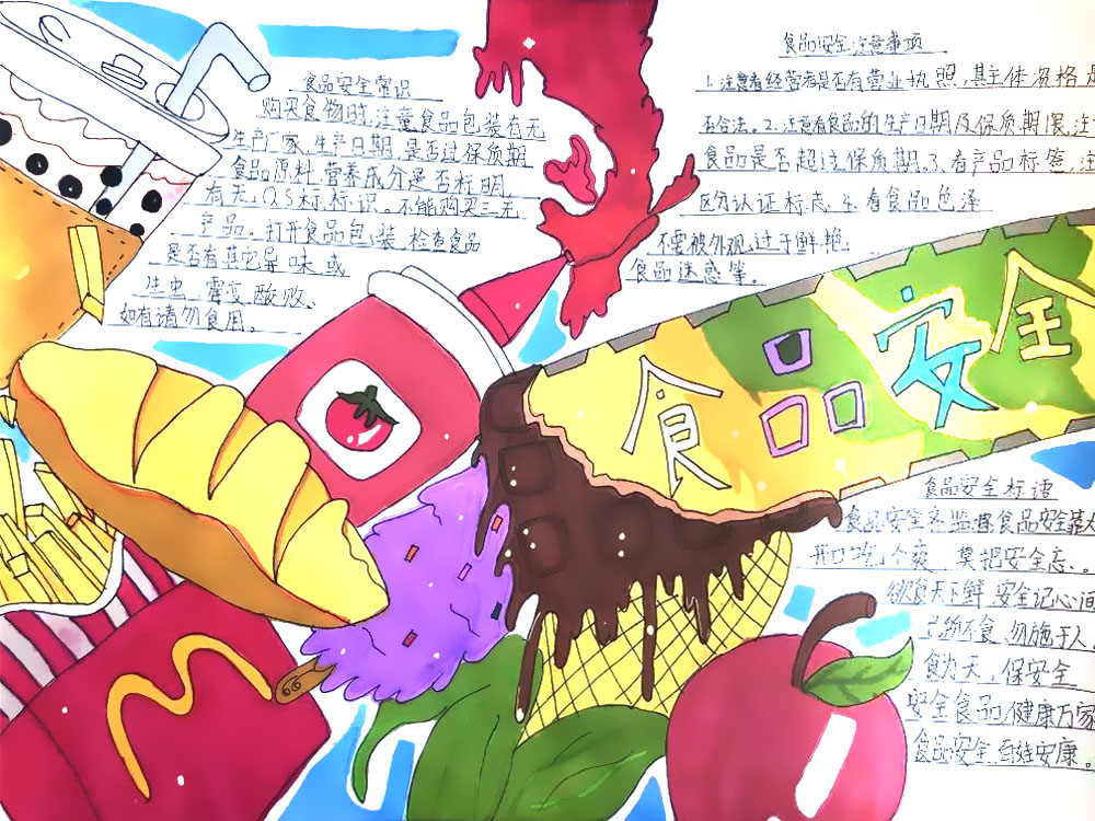 食品安全手抄报这样画好看-图1