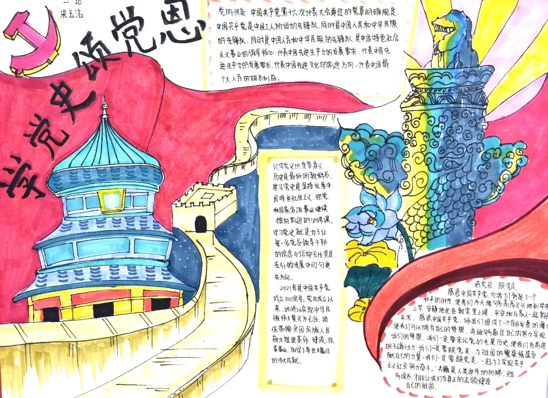 “百年党史，青春辉煌”主题手抄报-图8