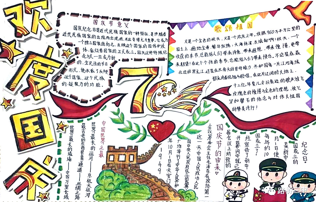 初中生庆国庆手抄报获奖作品-图10
