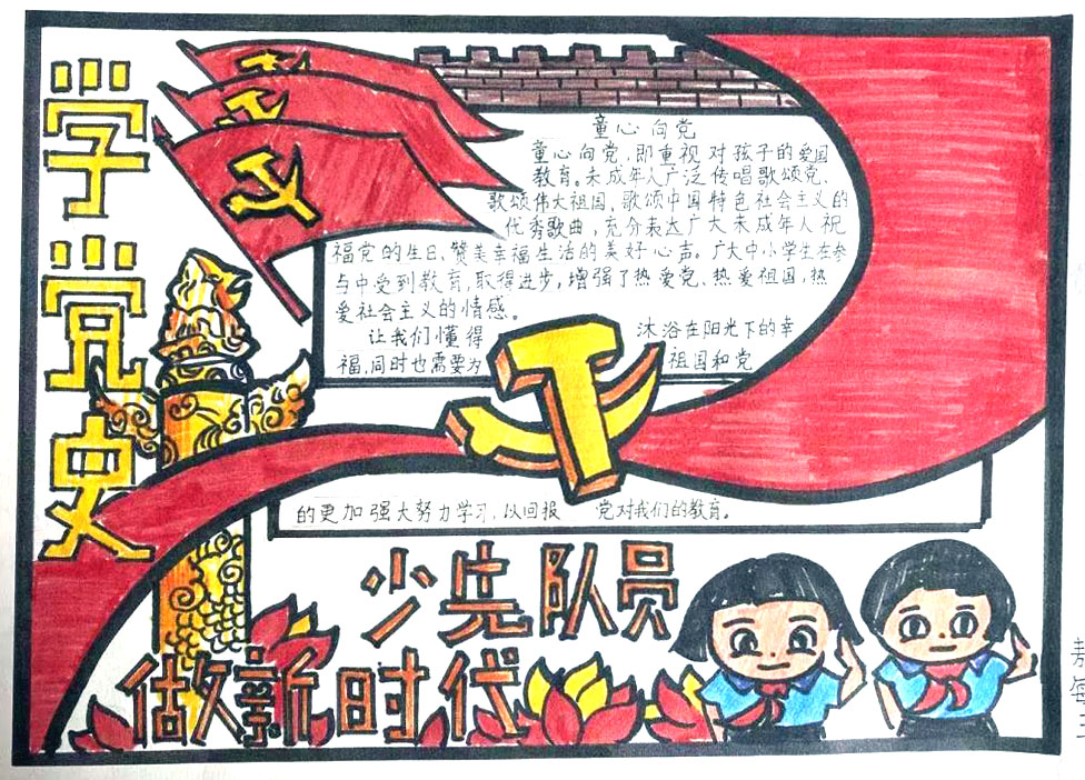 学党史，做新时代少先队员手抄报-图1