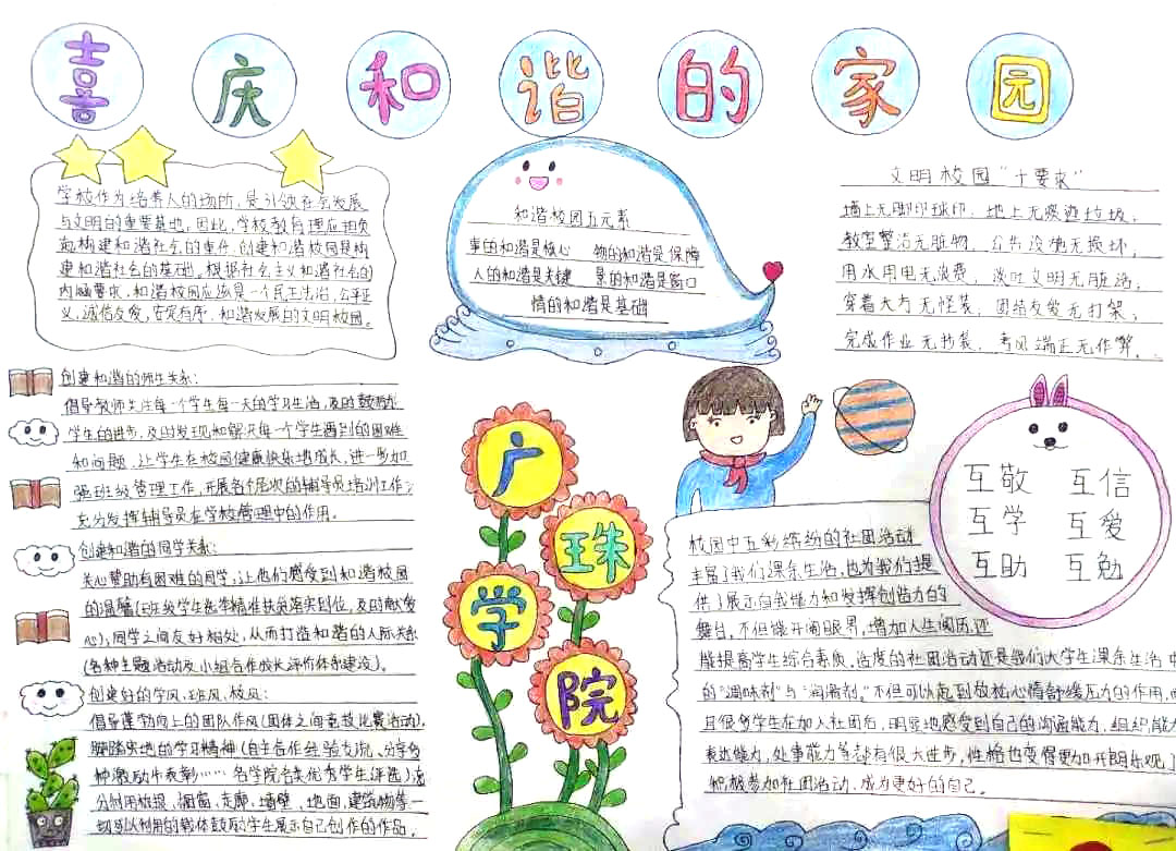 喜庆和谐家园你我共建手抄报-图5