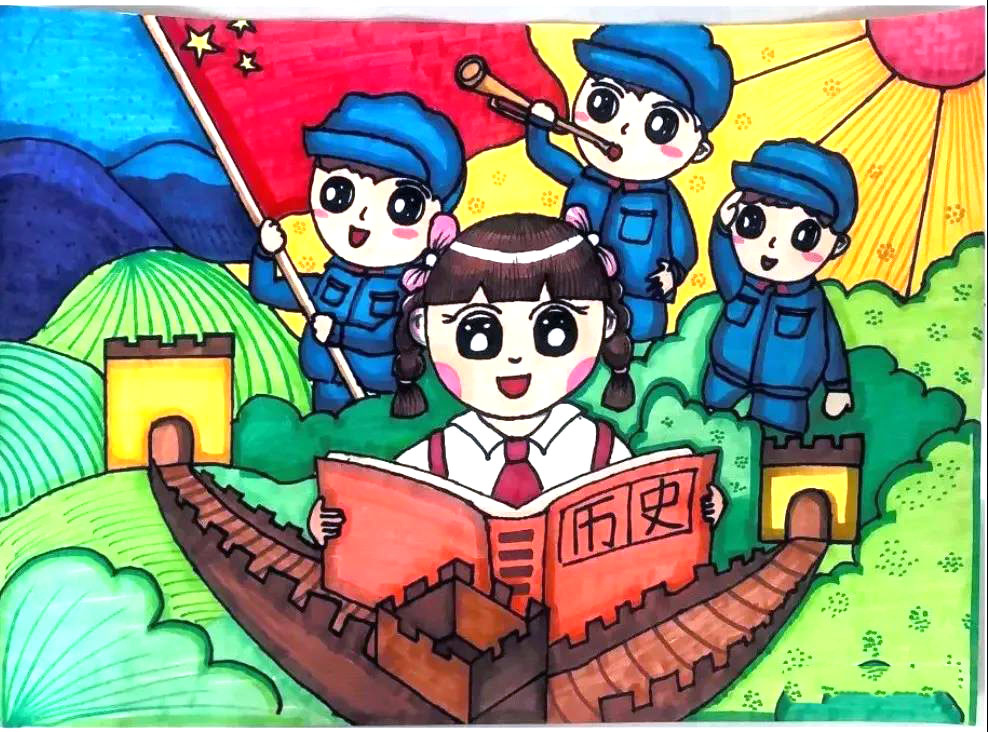 2021建党100周年绘画一等奖-图3