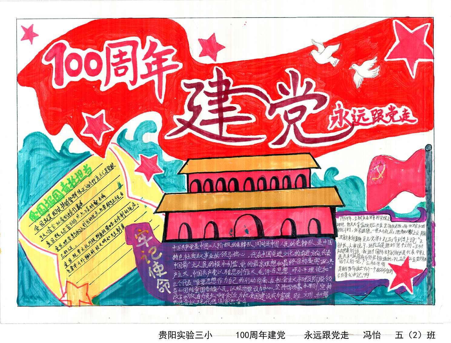 三年级建党100年手抄报优秀作品-图8