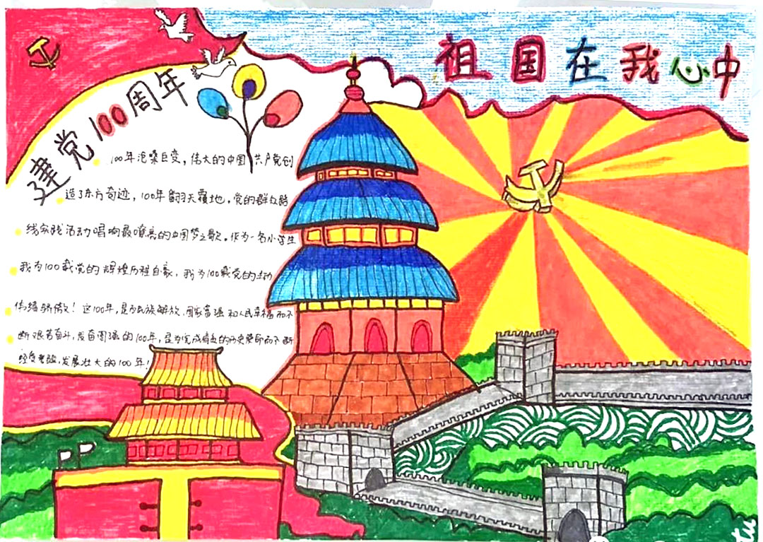 我心向党，建党百年手抄报-图1