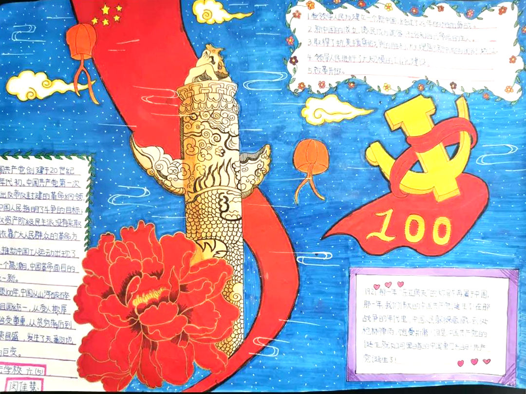 “百年伟业，童心向党”主题手抄报-图6