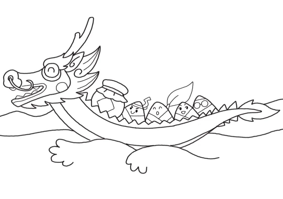 端午节赛龙舟简笔画图片-图5