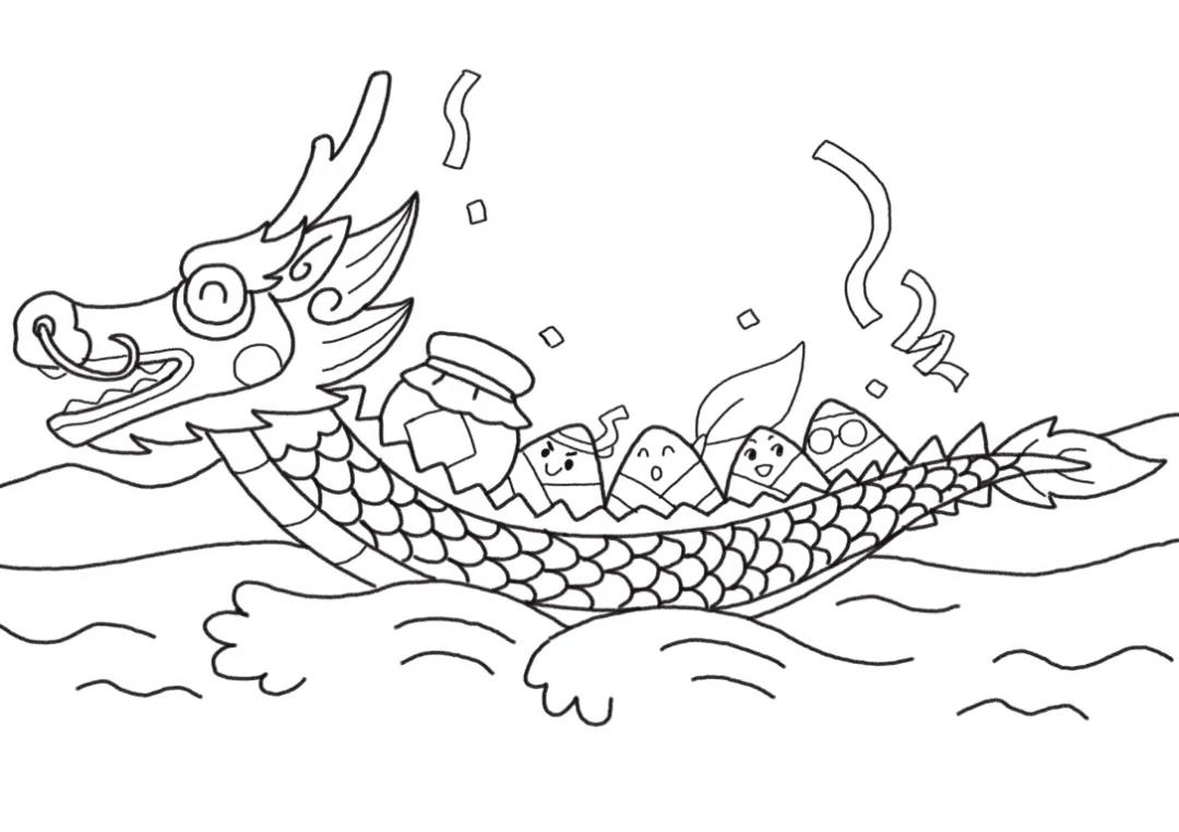 端午节赛龙舟简笔画图片-图6